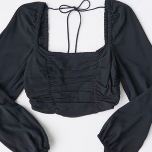 Black UO Bambi Ruched Blouse